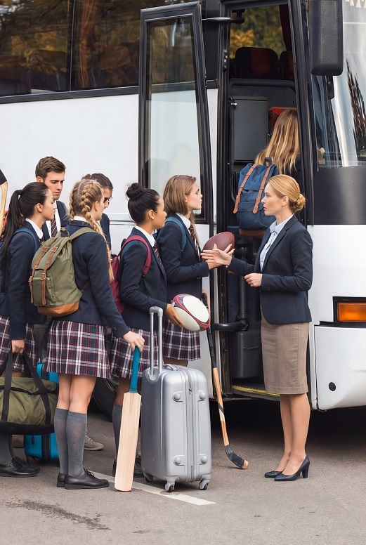 School and sports groups arriving at hotel organised by Just Group Accommodation